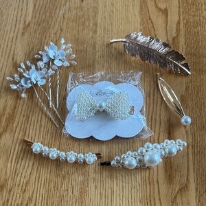 Pearl & Gold Hair Accessories Clips, Pins, Barrettes Homecoming Bridal Prim